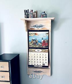 Calendrier mural cadre en bois massif étagère 13,75 L x 25 P fleurs s'adapte à Lang