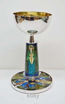 + Calice unique en argent sterling avec émaux de saints + (CU571)