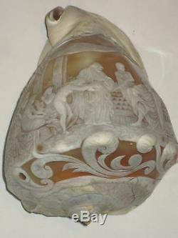 Camée Antique Coquillage, Sculpté À La Main, Un D'un Carving Kind