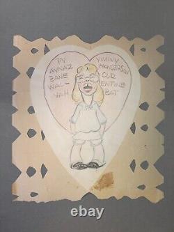 Carte de Saint-Valentin en assemblage, caricature rare et unique d'Inez Anderson