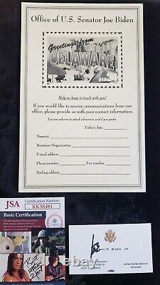 Carte officielle du Sénat américain signée par le président Joe Biden avec JSA