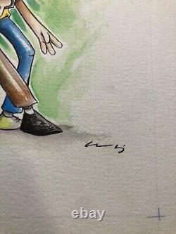 Chris Uminga ORIGINAL 2015 Peinture Aquarelle Rick et Morty Unique en Son Genre