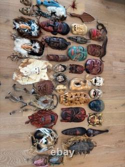 Collection de masques tribaux et amérindiens, pièces uniques faites à la main