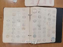Collection de tampons de date circulaires Carnet de collectionneur d'indicatifs postaux uniques.