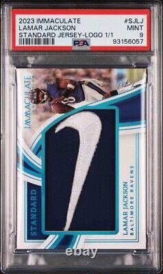 Collection immaculée Nike Swoosh 1/1 Lamar Jackson PSA 9 MVP RAVENS de 2023