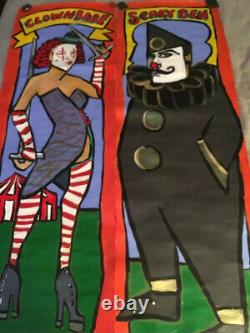 Coney Island Oil Painting Freak Show Banner Art, Huile Sur Papier Unique En Son Genre
