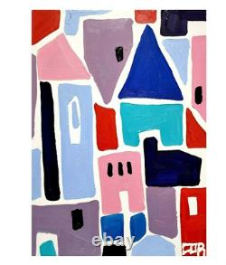Corbellic Expressionist 12x16 Nursery Kids Art Signé Collectible Home Canvas Nr
