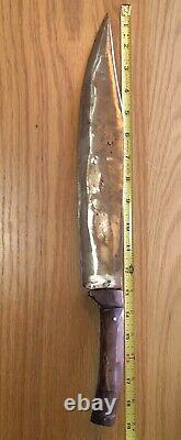 Couteau Bowie en acier au carbone forgé à la main, unique en son genre, avec poignée en bois, lourd, 19 pouces de long