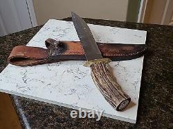 Couteau de chasse et de combat Bowie en cerf fait main en Alaska, grand, unique en son genre