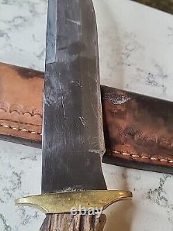 Couteau de chasse et de combat Bowie en cerf fait main en Alaska, grand, unique en son genre