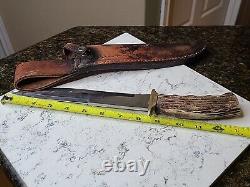 Couteau de chasse et de combat Bowie en cerf fait main en Alaska, grand, unique en son genre