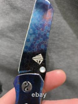 Couteau de collection unique avec manche en Timascus et lame en damas peau de dragon