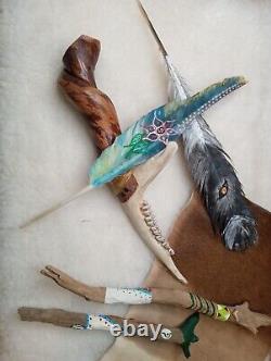 Couteau en os de mâchoire de cerf fait main, unique en son genre