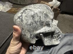Crâne de cristal Picasso Jasper grand de 12 lb, unique en son genre