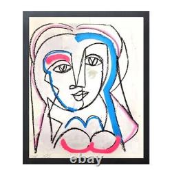 Cubisme Corbellique Art 14x17 Chalk Lady Gallery Papier Original Collectible Acrylique