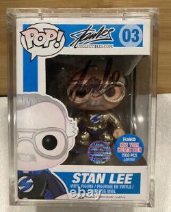 Custom 1/1 Stan Lee Funko Pop Signé Par Stan Lee Un D'un Type Chrome Métallisé