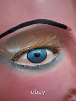 Décor mural vintage de tête de sirène grand avec des cils, unique en son genre