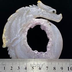 Dragon en Quartz Druzy Géode Sculpté à la Main Unique en Son Genre