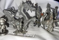 ENORME lot vintage de 14 figurines en étain mélangé RARE et unique à saisir