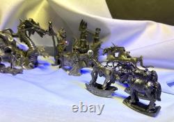 ENORME lot vintage de 14 figurines en étain mélangé RARE et unique à saisir