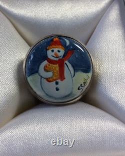 Elliot Hall Émailles Charm Ornement Cloche Bonhomme de Neige Unique Par S. Shelby