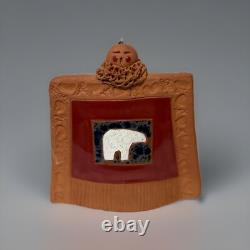 Esta Bain Art Sculpture unique en son genre d’un homme autochtone amérindien en argile 6x5
