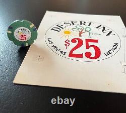 FICHE DE CASINO UNIQUE ART ORIGINAL DÉSERT INN HUGHES ANNÉES 1960 AVEC FICHE