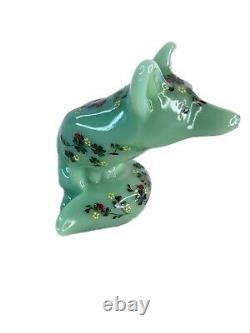 Fenton USA Unique (OOAK) Renard en Jadeite par TJ Mendenhall 2024