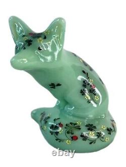 Fenton USA Unique (OOAK) Renard en Jadeite par TJ Mendenhall 2024