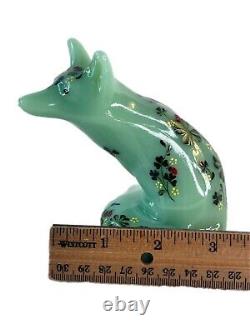 Fenton USA Unique (OOAK) Renard en Jadeite par TJ Mendenhall 2024