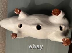 Figurine de cochon grand, émaillée, vintage, très rare et unique en son genre, provenant de Bavent, France