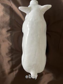 Figurine de cochon grand, émaillée, vintage, très rare et unique en son genre, provenant de Bavent, France