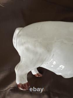 Figurine de cochon grand, émaillée, vintage, très rare et unique en son genre, provenant de Bavent, France