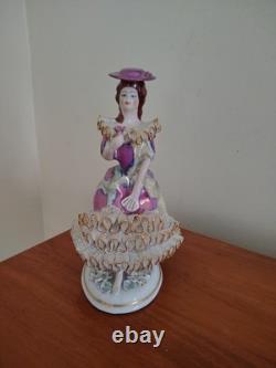 Figurine de dame de Bohême, République tchèque, faite à la main, pièce unique, finition métallique