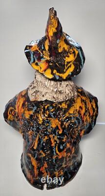 Figurine de sorcière en poterie artisanale vintage, pièce unique