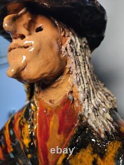 Figurine de sorcière en poterie artisanale vintage, pièce unique