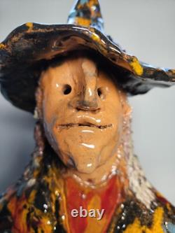Figurine de sorcière en poterie artisanale vintage, pièce unique