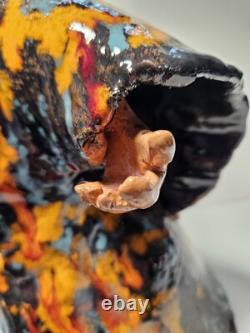 Figurine de sorcière en poterie artisanale vintage, pièce unique