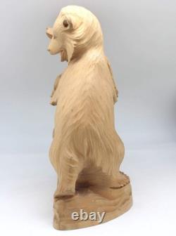 Figurine en bois sculptée de deux petits ours uniques avec un poisson 11,5 Nature Woo