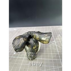 Figurine en céramique de lapin assis, abstraite et moderniste, signée par l’artiste, 1993, pièce unique