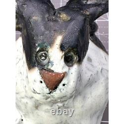 Figurine en céramique de lapin assis, abstraite et moderniste, signée par l’artiste, 1993, pièce unique