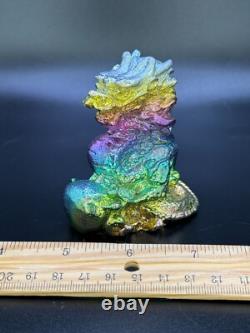 Figurine en cristal arc-en-ciel en bismuth dragon chinois 1,07 lb sculpture faite à la main 3