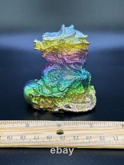 Figurine en cristal arc-en-ciel en bismuth dragon chinois 1,07 lb sculpture faite à la main 3