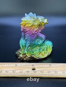 Figurine en cristal arc-en-ciel en bismuth dragon chinois 1,07 lb sculpture faite à la main 3