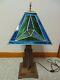 Frank Lloyd Wright Style De Mission Verre Teinté Lampe De Table/de Bureau Un D'un Genre