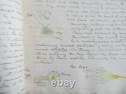 GRAND UNIQUE NOMMÉ 1899 Livre de notes et de croquis de classe d'antiquités de biologie universitaire