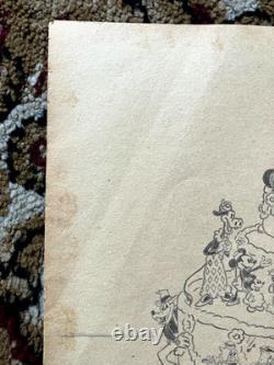Gâteau d’anniversaire vintage avec personnages Disney, signé, 8 bougies, pièce unique, crayon