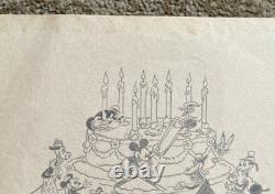Gâteau d’anniversaire vintage avec personnages Disney, signé, 8 bougies, pièce unique, crayon