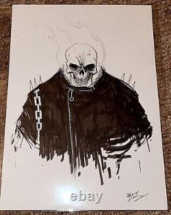 Ghost Rider Ben Templesmith Original Signé Sketch Un D'un Genre