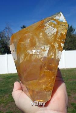 Grand Golden Healer Quartz Lémurien Crystal Point Freeform Unique En Son Genre